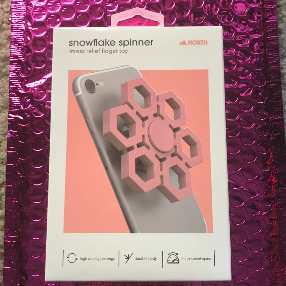 Peach Snowflake Spinner Phone Stent